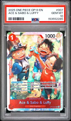 One Piece OP13-Carrying On His Will - Ace & Sabo & Luffy - #007 SR - PSA 10 - Image 1