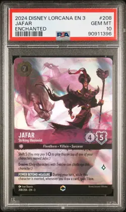 2024 Disney Lorcana EN3 JAFAR Striking Illusionist 208/204 ENCHANTED PSA 10 GEM - Image 1
