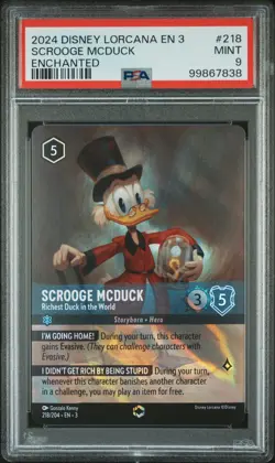 2024 DISNEY LORCANA EN 3ENCHANTED #218 SCROOGE MCDUCK PSA 9 - Image 1