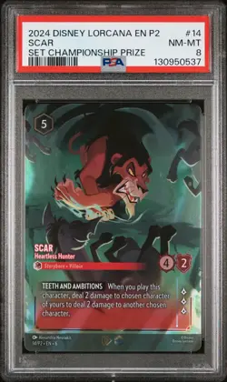 2024 DISNEY LORCANA EN P2-PROMO #14 SCAR - HEARTLESS HUNTER PSA 8 - Image 1