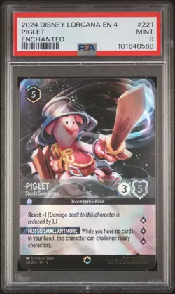 2024 DISNEY LORCANA EN 4-URSULA'S RETURN #221 PIGLET - STURDY SWORDSMAN PSA 9 - Image 1