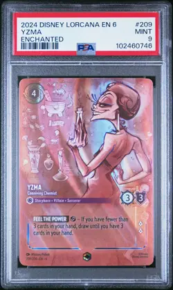2024 DISNEY LORCANA EN 6-AZURITE SEA ENCHANTED YZMA - CONNIVING CHEMIST PSA 9 - Image 1