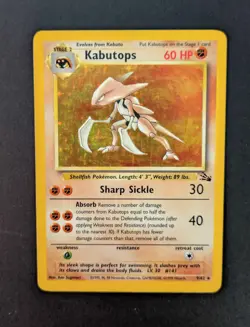 Kabutops 9/62 Fossil Unlimited Holo Rare WotC 1999 Vintage Pokemon TCG Card - Image 1