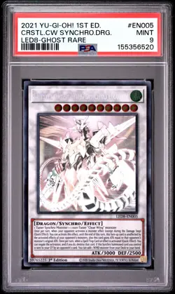 Crystal Clear Wing Synchro Dragon LED8-EN005 1st Ed-ghost Rare Yugioh PSA 9 *520 - Image 1