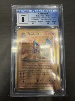 Gold Metal Charizard: 2021 Pokemon Celebrations Classic Coll - CGC 8 - Image 1