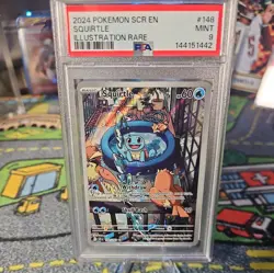 2024 Pokemon SCR EN Squirtle Illustration Rare #148 PSA 9 MINT - Image 1