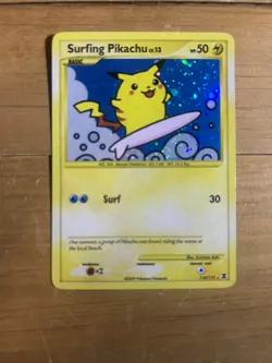 Pokemon TCG— Surfing Pikachu Holo 114/111 Rising Rivals Secret Rare LP/MP - Image 1