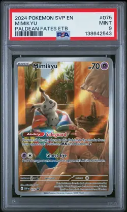 2024 Pokemon Mimikyu Paldean Fates ETB Illustration Rare Promo SVPEN 075 PSA 9 - Image 1