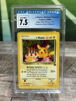 CGC 7.5- Birthday Pikachu Pokemon 2000 Black Star Promo - Image 1