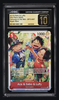 2025 One Piece OP13-007 Ace, Sabo & Luffy - Super Rare SR CGC 10 Pristine - Image 1