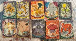 10 Pokemon Topps TV Animation 1999 Cards - Charizard Meowth Kadabra + 3 Holos - Image 1
