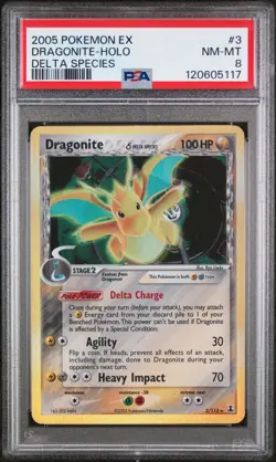 PSA 8 Dragonite Holo Delta Species 3/113 Graded Pokemon Card - Image 1