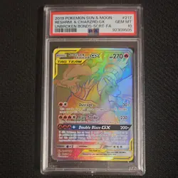 The Pokemon Company 2019 Unbroken Bonds Reshiram & Charizard GX 217/214 PSA 10 - Image 1