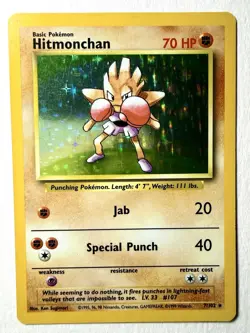 Hitmonchan Holo Vintage 1999 Pokemon Base Set 7/102 WOTC Near Mint NM - Image 1