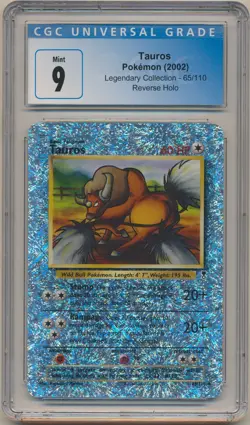 2002 Pokemon Legendary Collection Tauros Reverse Holo #65/110 CGC 9 MINT - Image 1