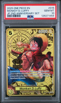 2025 ONE PIECE JAPANESE 2ND ANNIVERSARY SET #015 MONKEY D. LUFFY PSA 10 - Image 3