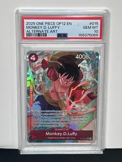 2025 ONE PIECE OP12-LEGACY OF THE MASTER ALTERNATE ART MONKEY D. LUFFY PSA 10 - Image 1