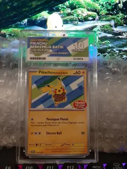 PSA 10 Pikachu Berkemeja Batik 155/SV-P Indonesia Journey Promo Pokemon Card B - Image 1