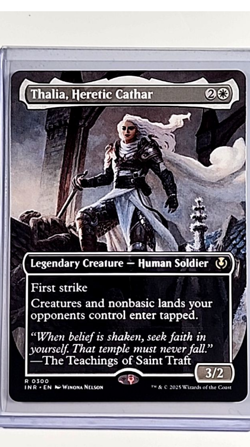 MTG Magic The Gathering Innistrad Remastered Borderless Thalia Heretic Cathar - Image 1