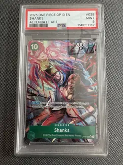 2025 One Piece OP13 Carrying On His Will Shanks #028 Alternate Alt Art PSA 9 - Image 1