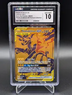 CGC 10 GEM MINT Pikachu & Zekrom GX 2021 Black Star Promos SM248 Pokemon Card - Image 1