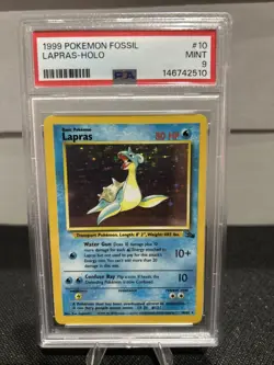 1999 Pokemon TCG Lapras Fossil Holo Unlimited Rare Card 10/62 PSA 9 - Image 1