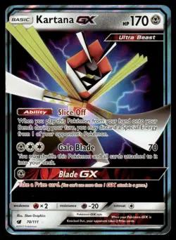 Pokemon Cards Kartana GX 70/111 Crimson Invasion Holo GX Rare LP - Image 1