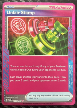 Pokemon Unfair Stamp 165/167 Sv06 Ace SPEC Rare Full Art Holo Card - Image 1