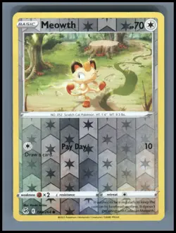 Meowth 199/264 Common Fusion Strike Pokemon Reverse Holo Near Mint - Image 1