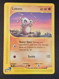 Pokemon TCG Cubone 72 Aquapolis Mint Near Mint (non-holo) - Image 1