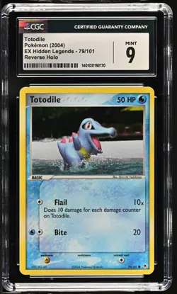CGC 9 Totodile Reverse Foil EX Hidden Legends 79/101 Pokemon 2004 MINT - Image 1