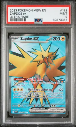 PSA 9 Zapdos Ex 192/165 Full Art Pokemon Scarlet & Violet 151 ENGLISH - Image 1