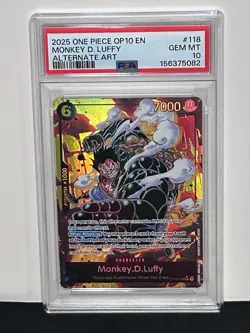 2025 One Piece OP10 EN Monkey D Luffy Alternate Art #118 PSA 10 GEM MINT - Image 2