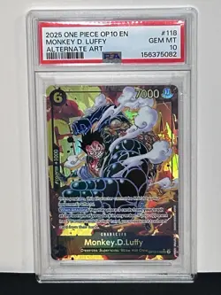 2025 One Piece OP10 EN Monkey D Luffy Alternate Art #118 PSA 10 GEM MINT - Image 3