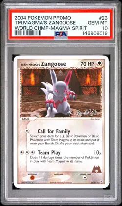Team Magma’s Zangoose 23/95 World Championships 2004 Card PSA 10 POP 6 - Image 1