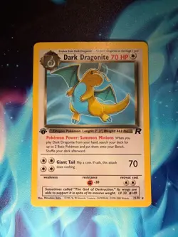 1st Edition Dark Dragonite 22/82 Team Rocket Pokemon Card Rare HP Crease - Image 1