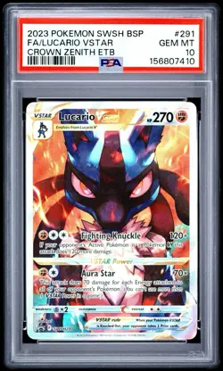 2023 Pokemon Crown Zenith - Lucario VStar Black Star Promo No. 291 PSA 10 - Image 1