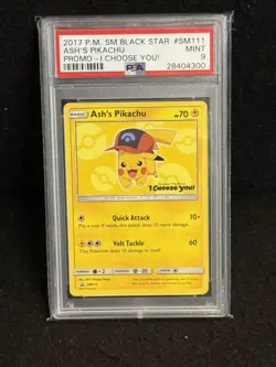 2017 POKEMON SM BLACK STAR PROMO I CHOOSE YOU! #SM111 ASH'S PIKACHU PSA 9 - Image 1
