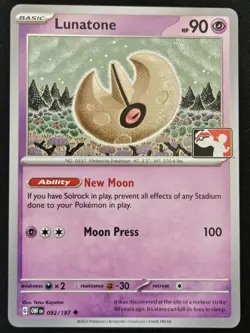 Lunatone 092/197 Play Prize Pack Series 4 Stamped Promo Pokemon TCG 2023 NM - Image 1