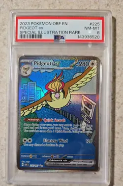 2023 POKEMON TCG OBF EN-OBSIDIAN FLAMES PIDGEOT EX #225 PSA 8 NM-MT SIR - Image 1