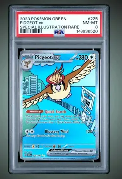 2023 POKEMON TCG OBF EN-OBSIDIAN FLAMES PIDGEOT EX #225 PSA 8 NM-MT SIR - Image 4