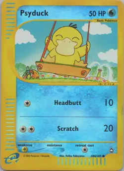 2002 Psyduck 104/147 Aquapolis Reverse Holo Vintage Pokemon E-Reader - Image 3