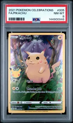 2021 Pokemon Celebrations Pikachu 005 FULL ART PSA 8 NEAR MINT-MINT - Image 1