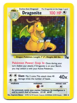 Dragonite 4/62 Holo Rare Fossil Pokemon Unlimited MP - Image 1