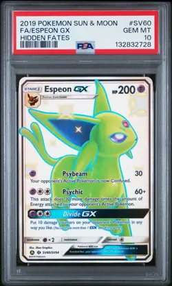 2019 POKEMON ESPEON GX SV60/SV94 HIDDEN FATES SHINY FULL ART PSA 10 - Image 1