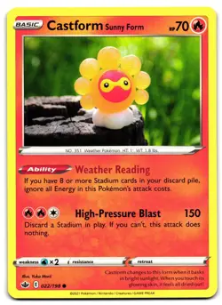 Castform Sunny Form 022/198 - 🌊 Chilling Reign Common Pokemon TCG 🖤 - LP - Image 1