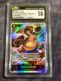CGC 10 ENGLISH One Piece Monkey D. Luffy OP04-090 SR Kingdoms Of Intrigue - Image 1
