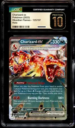 CGC 10 PRISTINE Charizard Ex 125/197 HOLO RARE Obsidian Flames Pokemon Card - Image 2