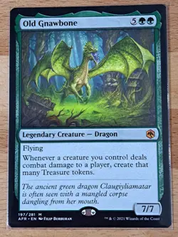MTG Old Gnawbones a Mythic Green Dragon A.F.R. with a 7/7 Toughness & Power - Image 1