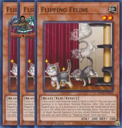 Yugioh! 3x Flipping Feline MP25-EN410 Common 1st Ed NM - Image 1